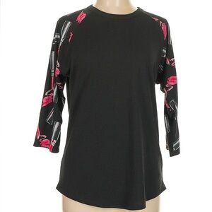 LuLaRoe Randy Baseball Tee Top Shirt Black Lipstick Makeup Size Large L